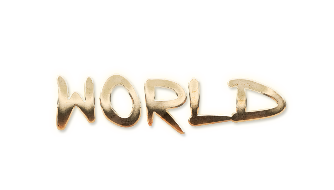 World word art WORLD gold text effects art typography PNG images free